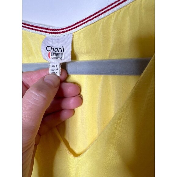 Charli women's lemon yellow crepe viscose belted top size 4 - Picture 5 of 9